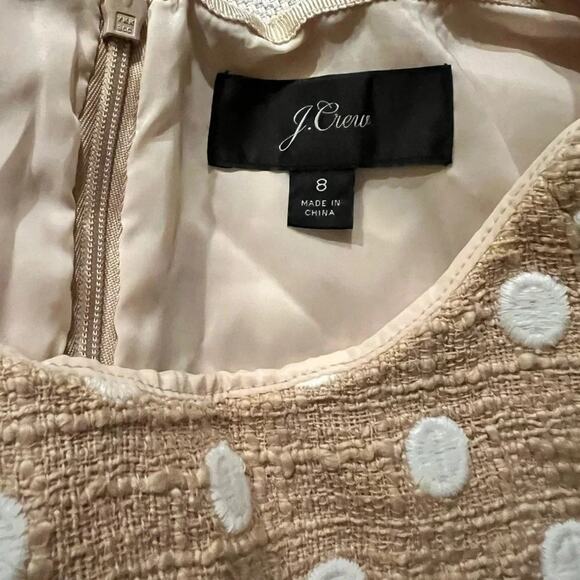 J.CREW MARCY POLKA-DOT EMBROIDERED TWEED MINI DRESS IN CAMEL Size 8 NWOT - Picture 12 of 13